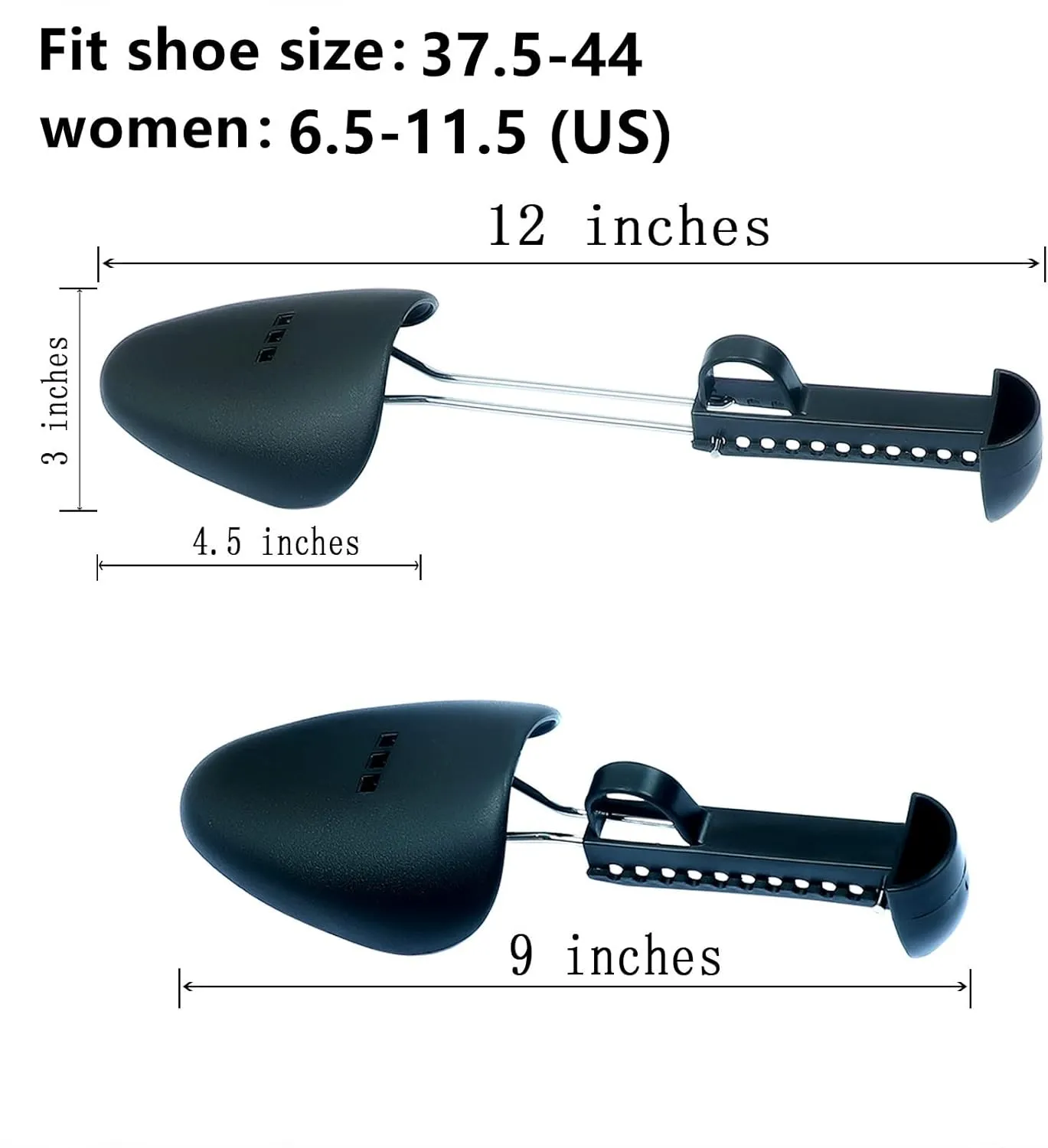 2 Pairs Plastic Shoe Trees for Women (Black)