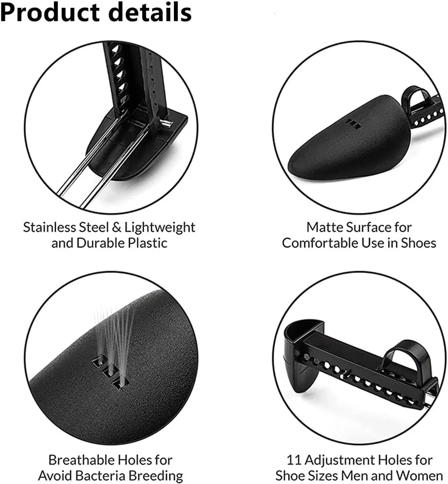 2 Pairs Plastic Shoe Trees for Women (Black)
