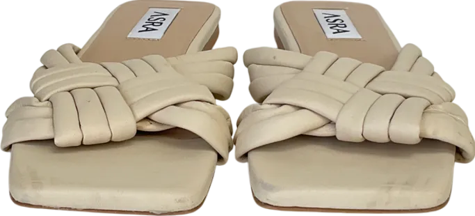 asra Nude Sebra Leather Flat Sandals UK 6 EU 39 👠