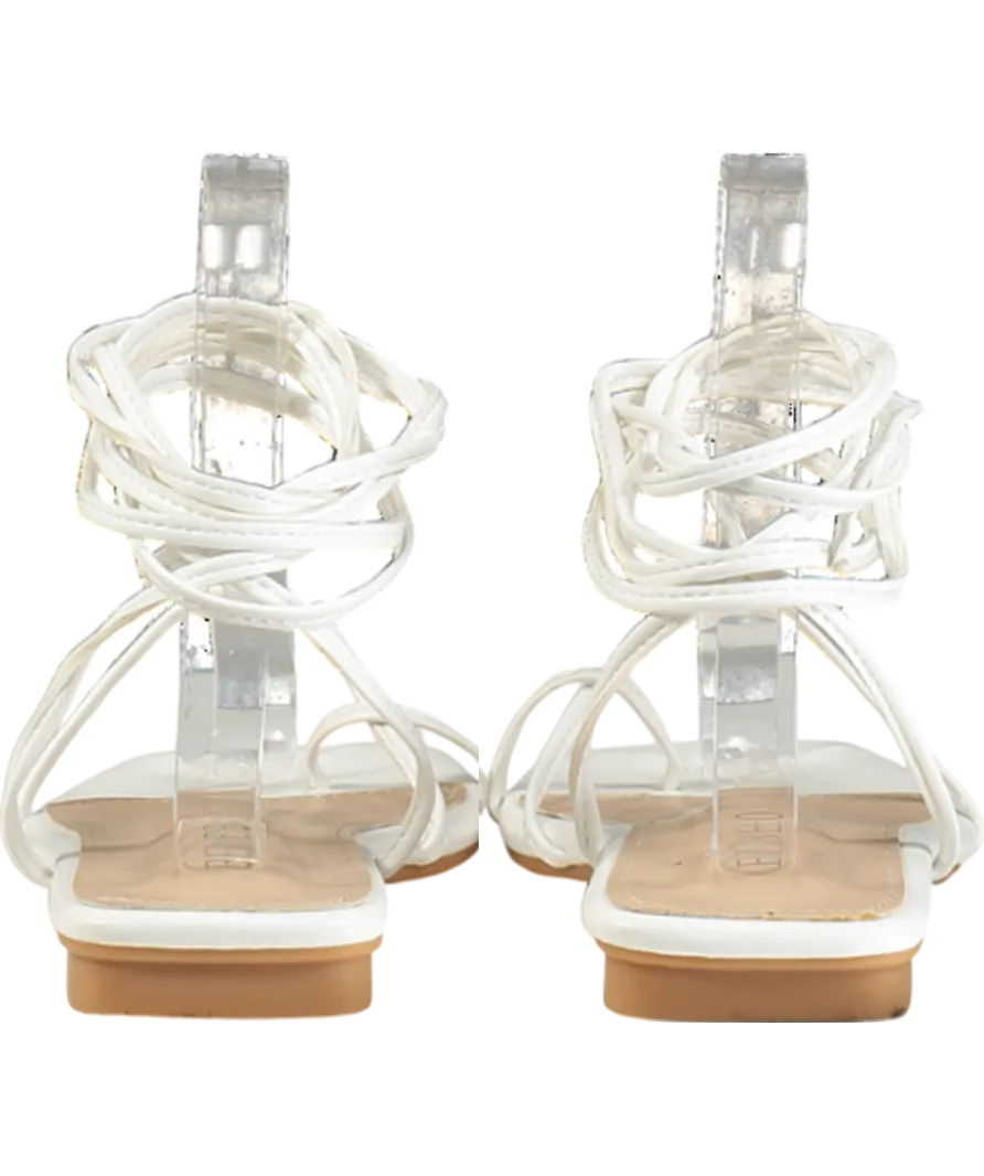 bebo White Dolli Tie Leg Flat Sandals UK 4 EU 37 👠