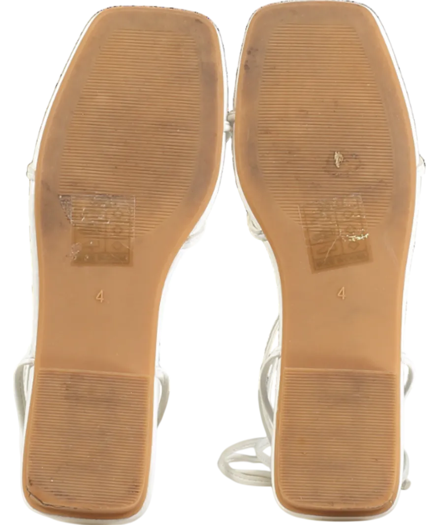 bebo White Dolli Tie Leg Flat Sandals UK 4 EU 37 👠