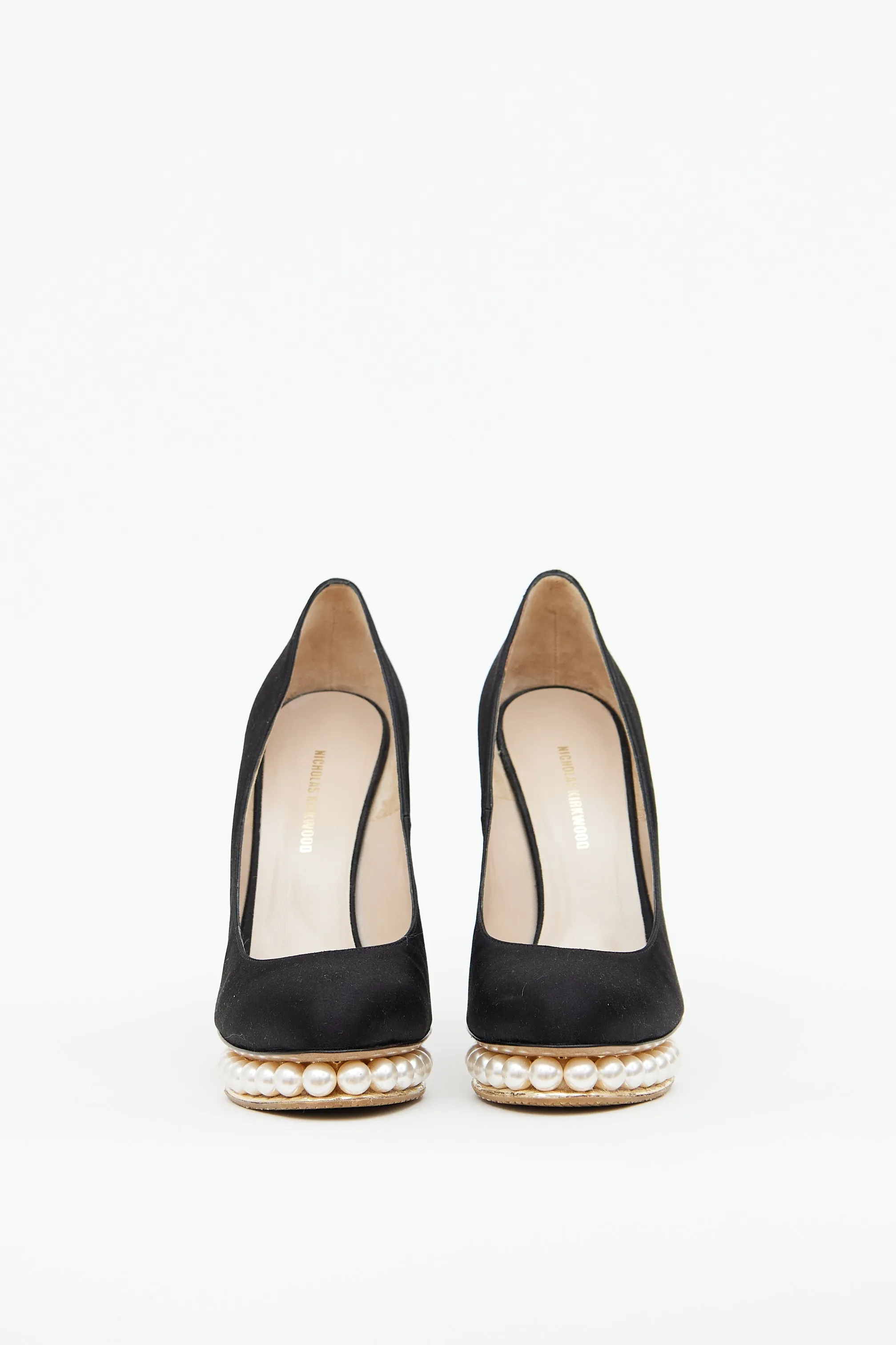 Black Satin & Pearl Platform Pump