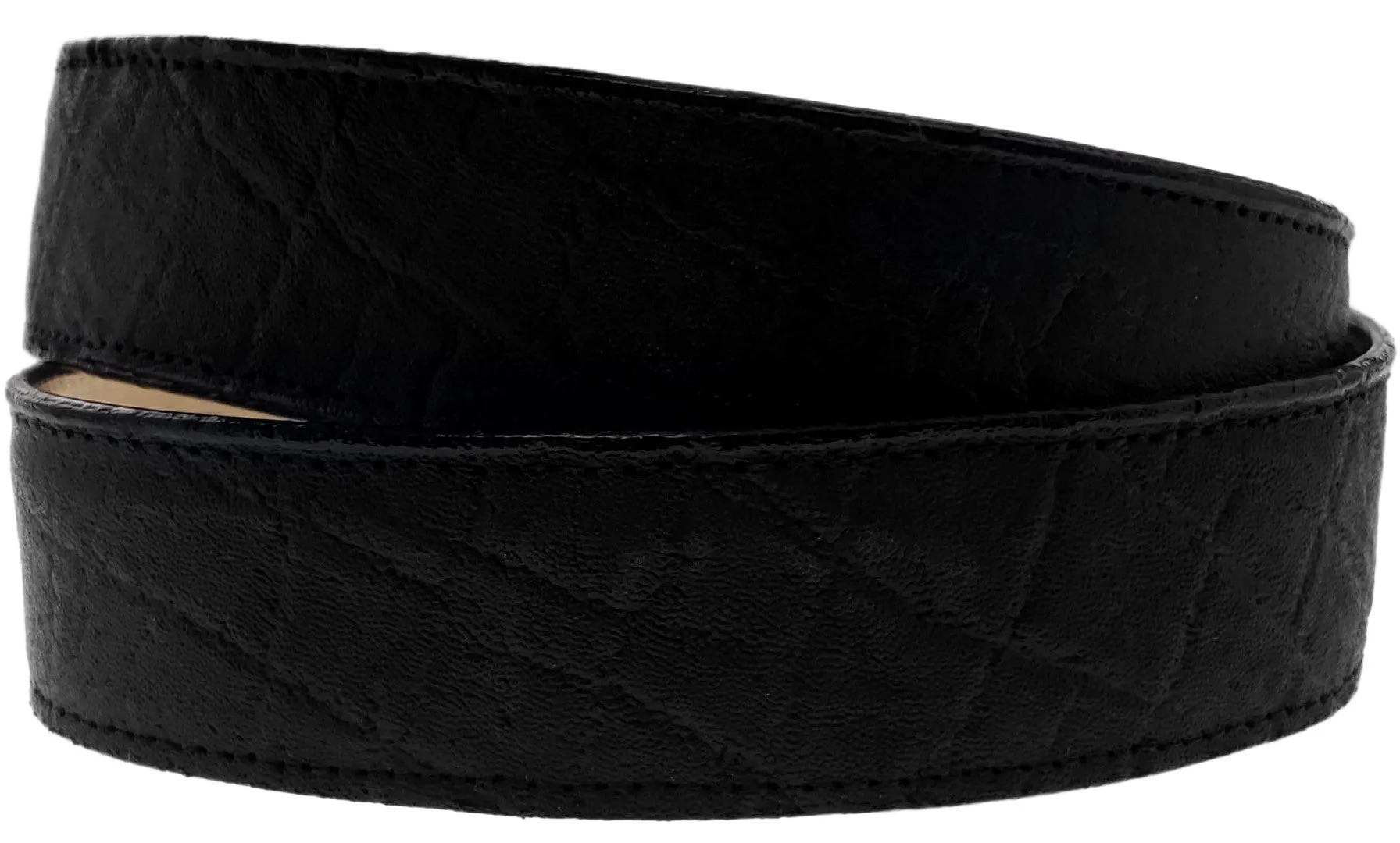 Black Western Cowboy Belt Elephant Print Leather - Round Buckle