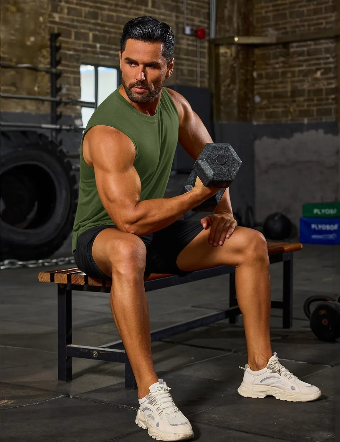 Cotrasen Men's Tank Top UPF 50  Cotton Sleeveless Shirt Lightweight Casual Gym Workout Shirts Cooling Muscle Tee Shirt