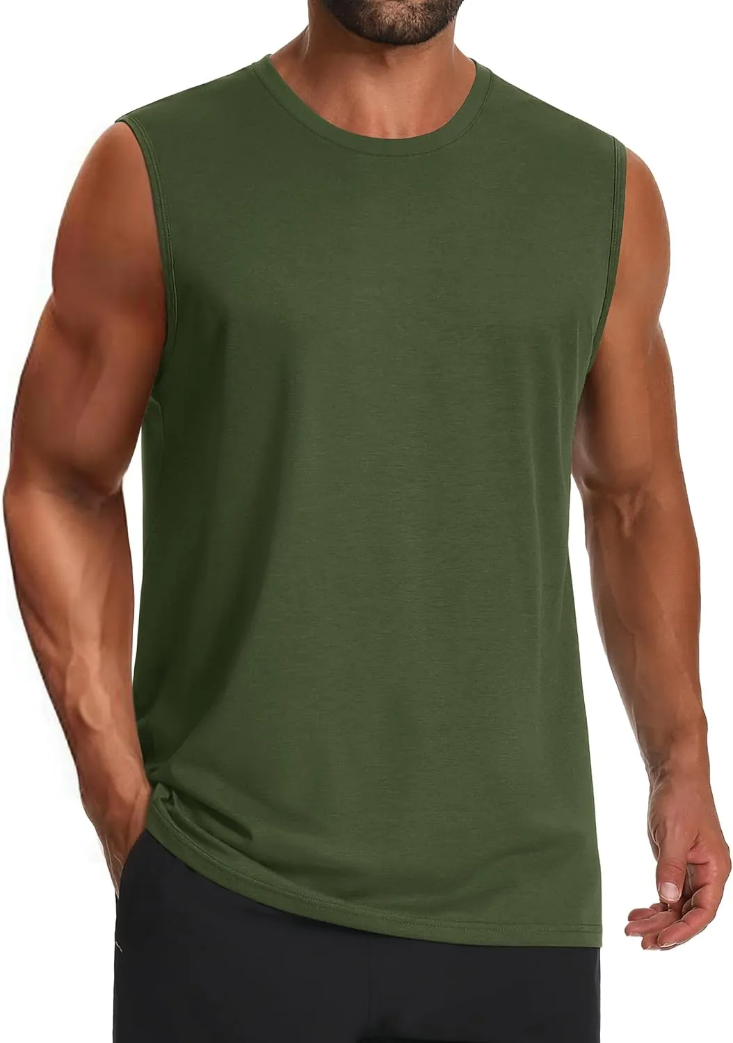 Cotrasen Men's Tank Top UPF 50  Cotton Sleeveless Shirt Lightweight Casual Gym Workout Shirts Cooling Muscle Tee Shirt