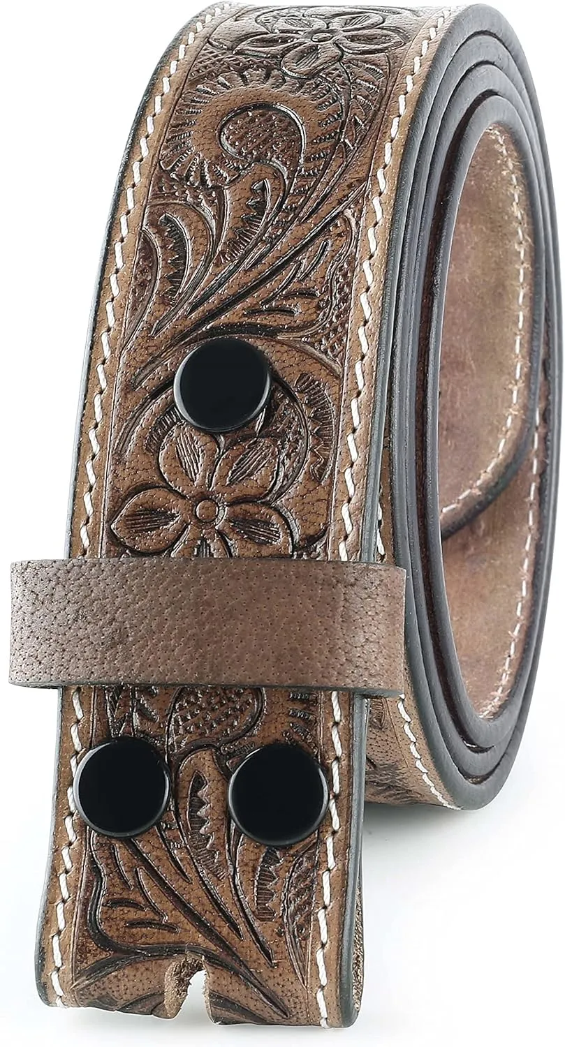 F&L CLASSIC Western Belt without buckle for men ?C Full Grain Leather Cowboy Belts for jeans - One Piece Leather strap belt