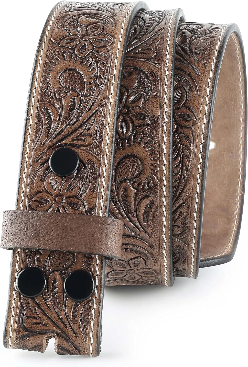 F&L CLASSIC Western Belt without buckle for men ?C Full Grain Leather Cowboy Belts for jeans - One Piece Leather strap belt
