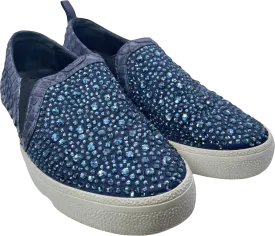 Gina Blue Navy Snake Leather & Crystal Embellished  Slip On Skate Sneakers Trainers UK 3 EU 36 👠